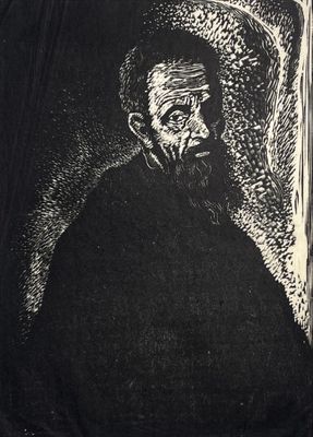 un dessin en noir et blanc représentant un vieil homme barbu