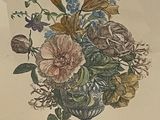 a drawing of a vase of flowers on a table
