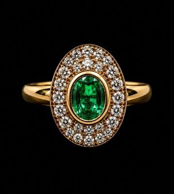 an oval emerald and diamond ring