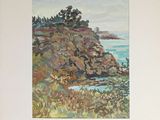 a picture of a picture of a painting of a beach