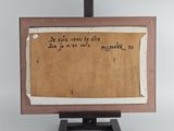 painting on a easel with a message written on it
