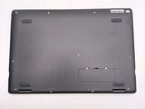 a close up of a laptop with a hole in the back