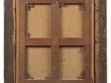 a close up of a window with a wooden frame on a white background
