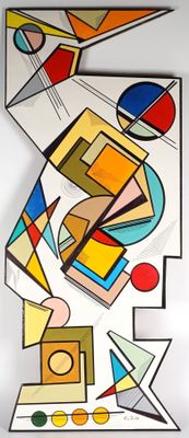 peinture abstraite représentant des formes géométriques sur fond blanc
