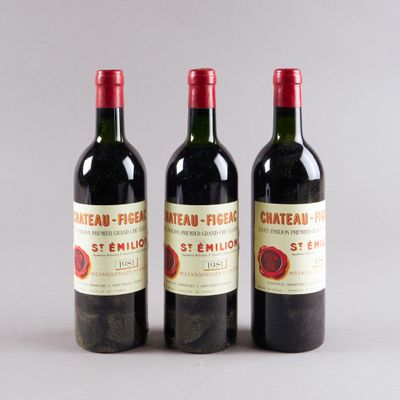 3 bouteilles Château FIGEAC, 1° Grand Cru St-Émilion 1981 (L…
