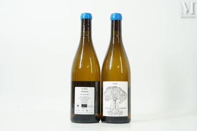 deux bouteilles de vin posées l'une à côté de l'autre sur une surface blanche