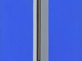 a picture of a blue and white painting with a black pole