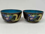 pair of chinese cloison bowls with dragon design