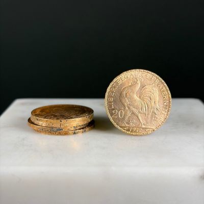 Ensemble de 5 pièces de 20 francs or Marianne Coq
