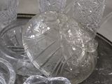 a tray that has a lot of glass items on it