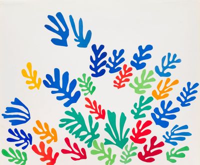 an image of a painting of a bunch of colorful plants on a white background