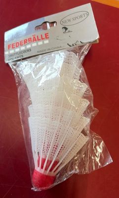 a package of badminton shuttles on a table