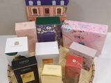 many different types of perfumes on the table