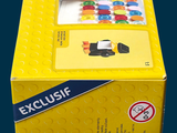 yellow box with a picture of a lego figure on top of it