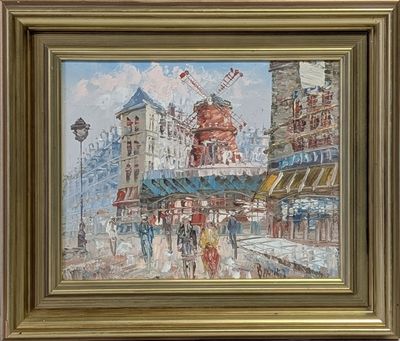 a picture of a painting of a street scene
