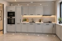 Cuisine linéaire OSKAB gris clair à façades avec cadre, d'un…