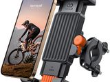 a close up of a cell phone holder with a bike on it