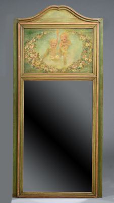 l'image d'un miroir avec une peinture au dos de celui-ci