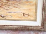 a painting of a bird sitting on a tree branch