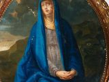 an image of a painting of a woman in a blue robe