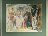 an image of a painting of a group of people sitting on a couch
