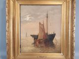 an image of a painting of a boat in a body of water