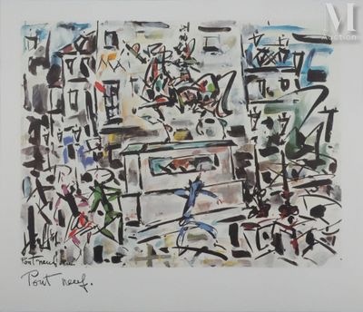 une image d'un tableau représentant un groupe de personnes dans une pièce