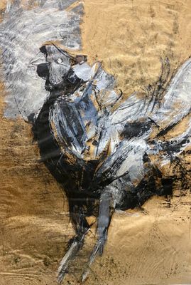 un tableau représentant un oiseau accroché au mur