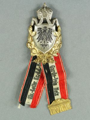a close up of a medal with a ribbon around it