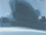 une peinture représentant un nuage noir et blanc dans le ciel