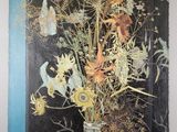 a painting of a vase of flowers on a table