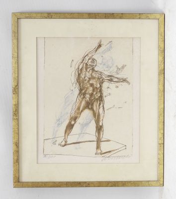 an image of a drawing of a man standing on a ledge