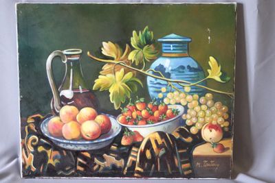 Max TOUTAIN (1935-2006) "Nature morte aux fraises"