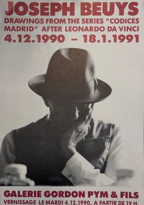 affiche présentant des dessins de Joseph Beuys issus de la série « Codices Madrid », d'après Léonard de Vinci : 41, 31, 19, 19, 19, 19, 19