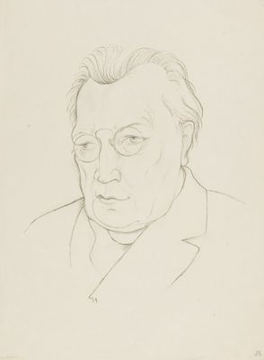 le dessin d'un homme portant des lunettes et une veste de costume