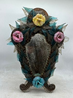 Venise vers 1900 Petit miroir à poser en verre polychrome à …