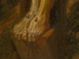 an image of a painting of a woman ' s legs on a stool