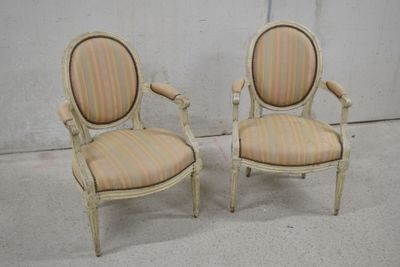 pair of louis xvi style painted armchairs