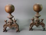 pair of antique cast iron candlesticks on cast iron bases