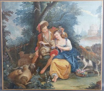 une image d'un tableau représentant un homme et une femme dans un cadre boisé