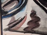 a picture of a painting of a bowl and a plate on a table