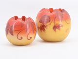 deux pommes posées l'une à côté de l'autre sur une surface blanche