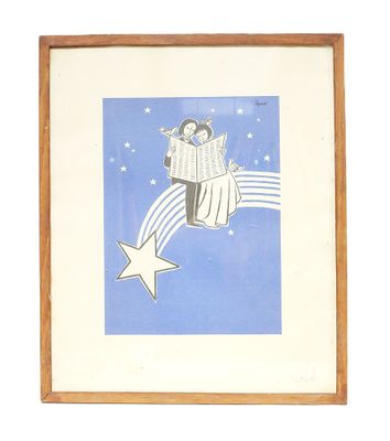 Raymond PEYNET (1908-1999). Les amoureux à l'étoile filante. - Photo 1