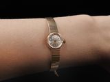 wrist shot of a woman ' s wrist with a watch on it