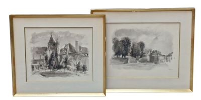 Georges MIRIANON (1910-1986), "Vue de village", deux lavis d…