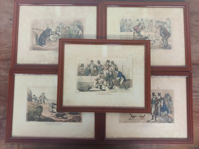 J/ ALKEN Suite de 5 gravures anglaises sur le thème des comb…