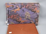 sac à main à imprimé floral violet et orange, avec fermeture à glissière