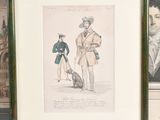 a picture of a picture of a man and a dog