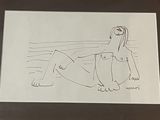 un dessin représentant une femme allongée sur la plage