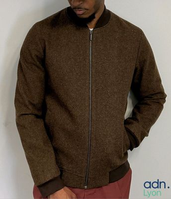 Veste aviateur marron en laine - MONSIEUR MIMOSA - Taille S …